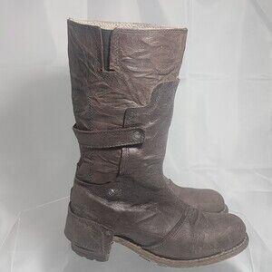 Caterpillar CAT Distressed Leather Riding Harness Boots Women 7.5 Brown